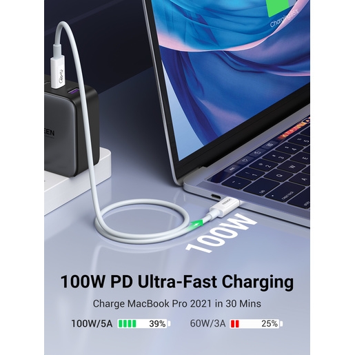 Кабель Ugreen US506 USB-C to USB-C Charging Cable (0,8 метра) белый (40113)