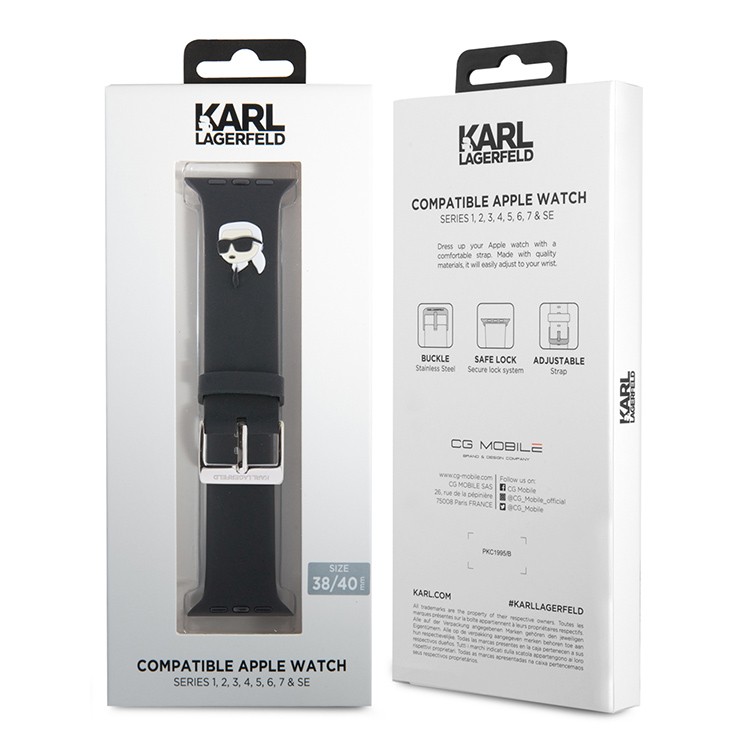Ремешок CG Mobile Lagerfeld 3D Rubber NFT Karl Head для Apple Watch 38/40/41 мм чёрный