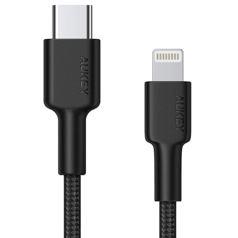 Кабель Aukey USB-C To Lightning Nylon Braided Cable (1,2 метра) чёрный (CB-CL1)