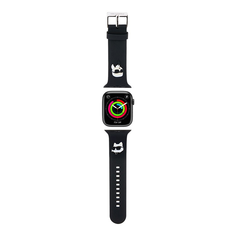 Ремешок CG Mobile Lagerfeld 3D Rubber NFT Karl & Choupette Heads для Apple Watch 38/40/41 мм чёрный