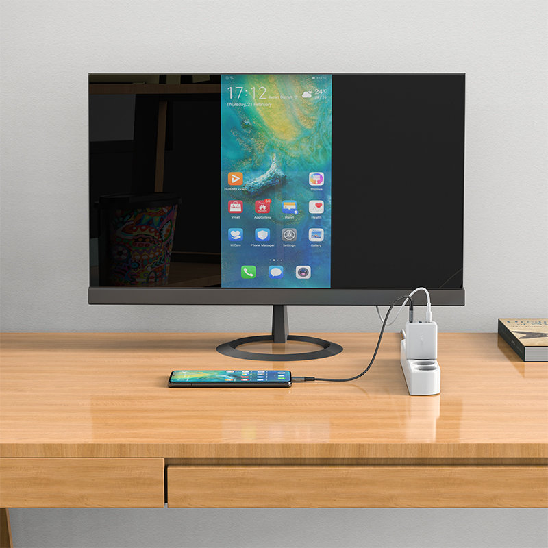 Сетевое зарядное устройство Acefast A17 GaN 65W USB Type-C / USB / HDMI HUB Charger с кабелем USB-C белое (AF-A17-WH)