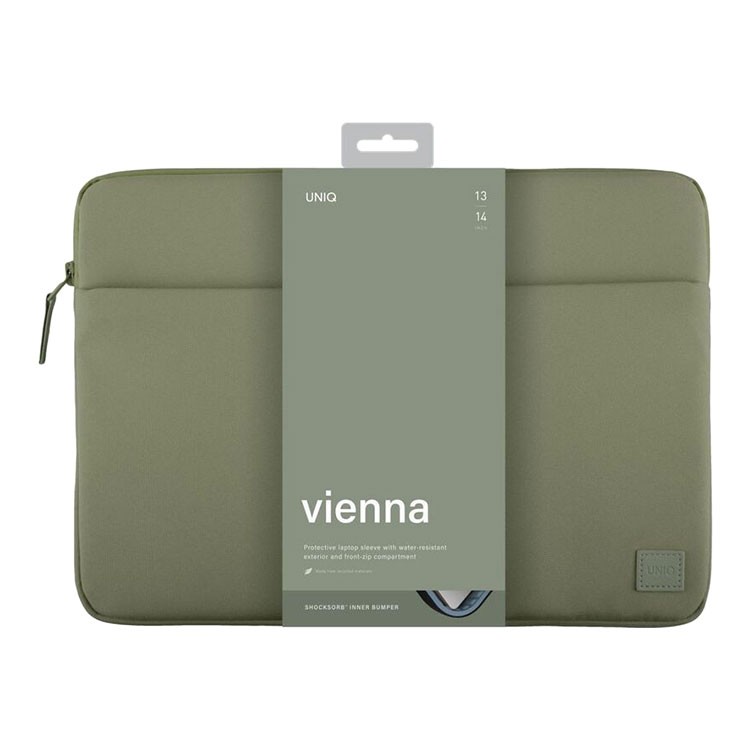 Чехол Uniq Vienna RPET Fabric Laptop Sleeve (ShockSorb) для ноутбуков 14" зелёный (Laurel Green)