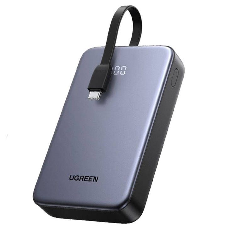 Внешний аккумулятор UGREEN PB505 (45762) 20000 мАч Quick Charging Power Bank (со встроенным кабелем) серый