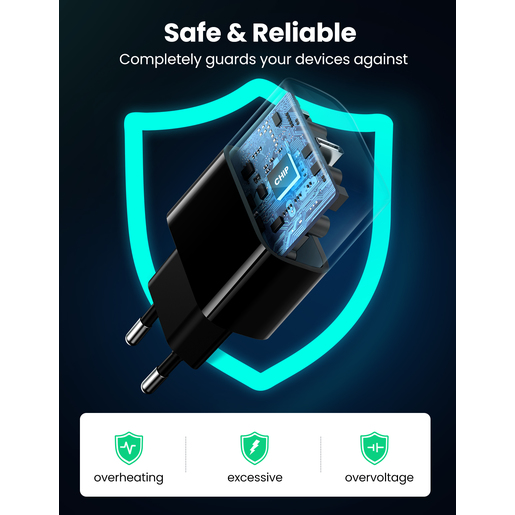 Сетевое зарядное устройство Ugreen CD137 (50799) PD 20W Fast Charger Set  с кабелем USB-C - Lightning чёрное