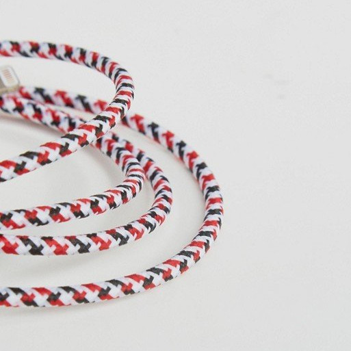Кабель Le Cord Nylon Lightning MFI (1.2 метра) Krugeri (Бело-красно-чёрный)