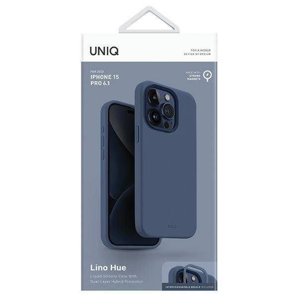 Чехол Uniq LINO MagSafe для iPhone 15 Pro синий (Blue)