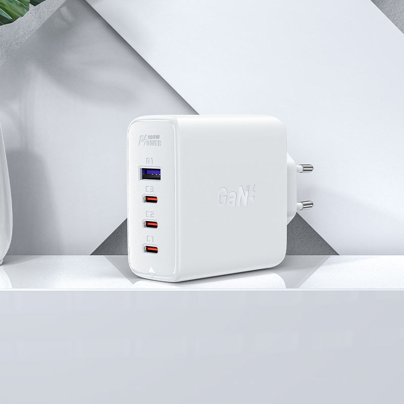 Сетевое зарядное устройство ACEFAST A37 PD100W GaN (3xUSB-C + USB-A) Fast Charge Wall Charger белое (EU)