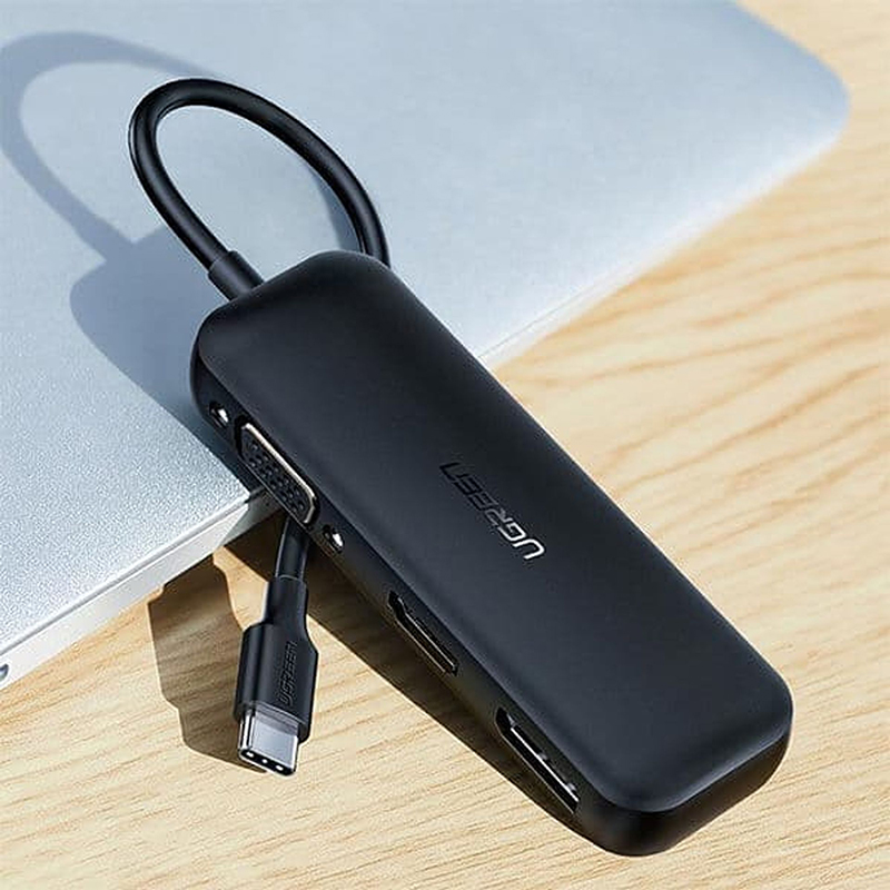 Мульти Хаб UGREEN CM260 (60568) USB-C to HDMI+VGA+DP Multifunction Adapter чёрный
