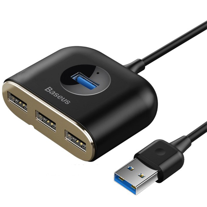 Мульти Хаб Baseus Square Round 4 in 1 USB HUB Adapter чёрный (CAHUB-AY01)