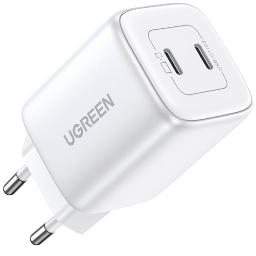 Сетевое зарядное устройство UGREEN CD294 Nexode Mini USB-C + USB-C 45W PD GaN Fast Charger белое (15327)