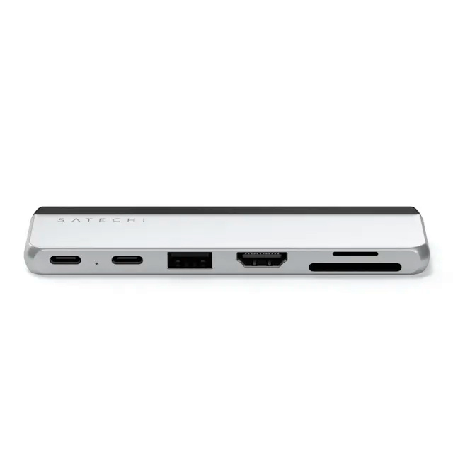 Хаб двойной Satechi Dual USB-C Hub For Surface Pro 9 серебристый