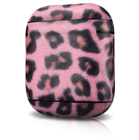 Чехол iCarer для Airpods leather series leopard розовый (AP006-PE)