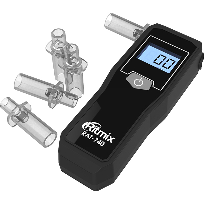 Алкотестер Ritmix RAT-740 чёрный (Диапазон: 0,00-2,00 мг/л; ±0,025 мг/л)