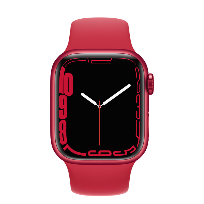 Умные часы Apple Watch Series 7 45 мм, алюминий (PRODUCT)RED, спортивный ремешок красного цвета