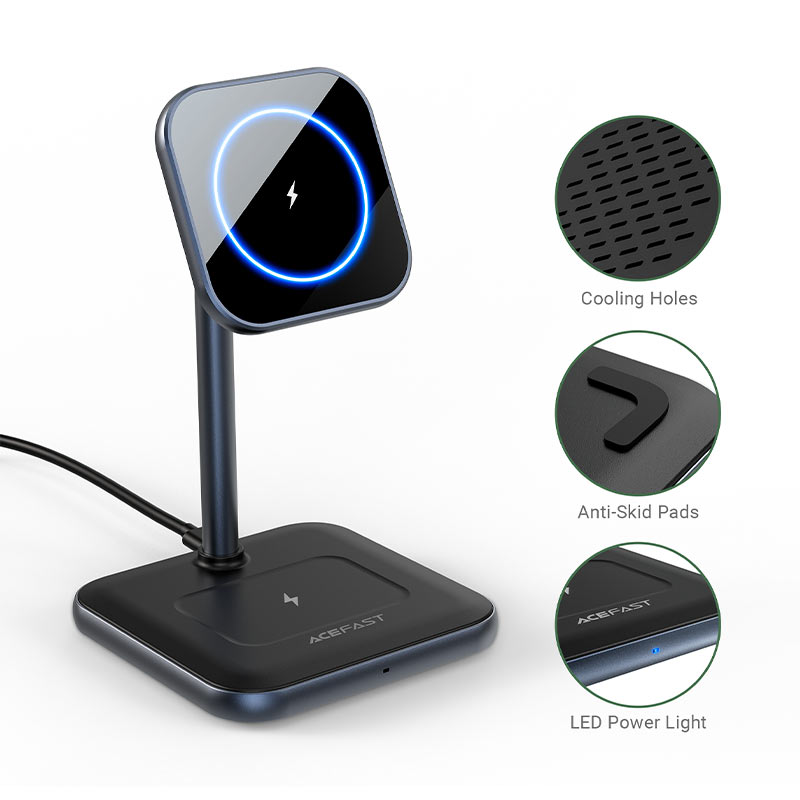 Беспроводное зарядное устройство Acefast E1 2-in-1 Fast Wireless Charger Desktop Holder (AF-E1-GY)