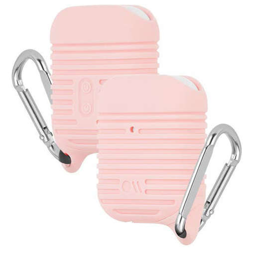Чехол Case-Mate Tough Water Resistant Case для AirPods нежно-розовый / серебристый карабин