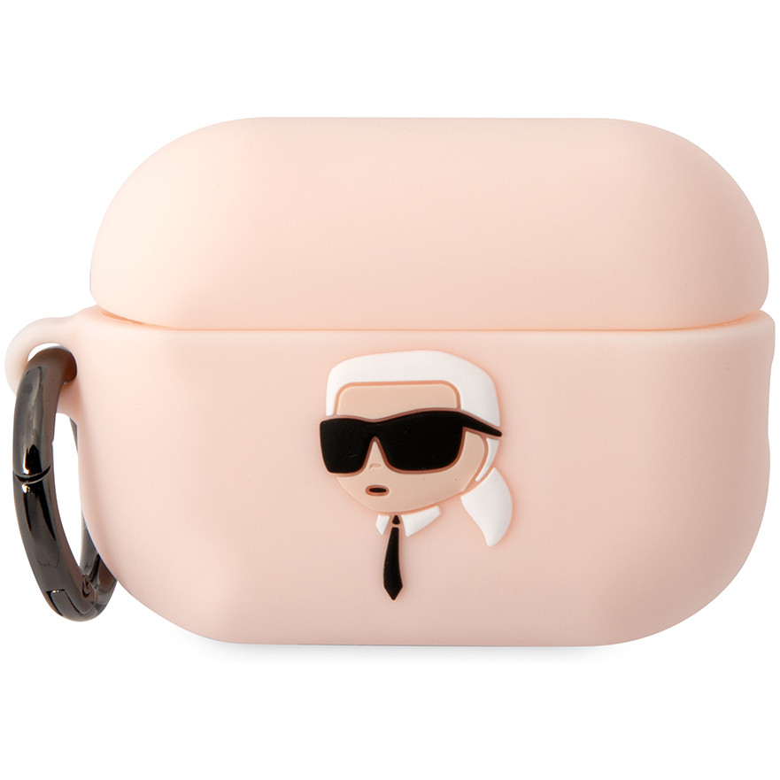 Lagerfeld для Airpods Pro 2 чехол Silicone case with ring NFT 3D Karl Pink