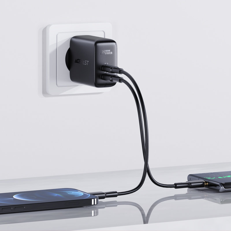 Сетевое зарядное устройство Acefast A9 2 x USB Type-C 40W PD Wall Charger чёрное (AF-A9-BK)