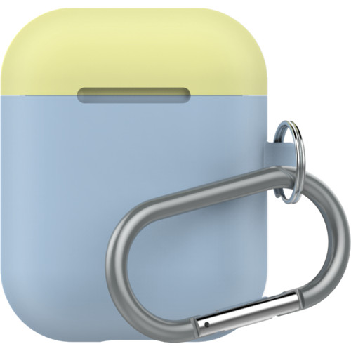 Чехол LAB.C Silicone Capsule 2in1 для Airpods голубой Pastel Blue (розовая Baby Pink/лимонная Lemon крышки)