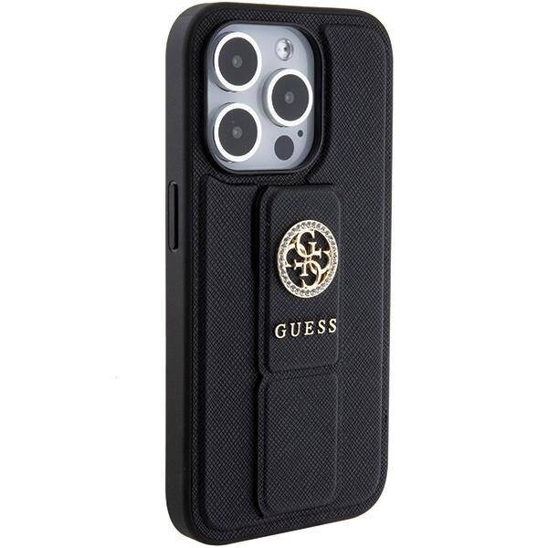 Чехол CG Mobile Guess Grip Stand 4G Saffiano для iPhone 15 Pro чёрный