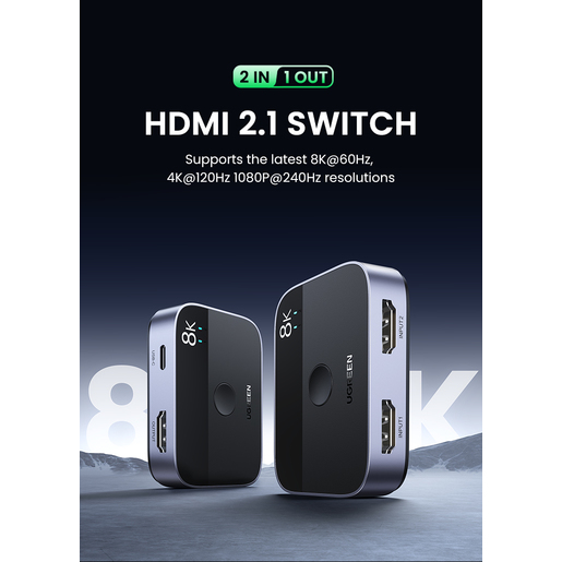 Разветвитель Ugreen CM561 (90385) 2-In-1 Out HDMI Switch 8K@60Hz чёрный