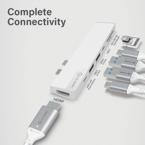 Мульти хаб ALOGIC USB-C Dock Nano Gen 2 серебристый