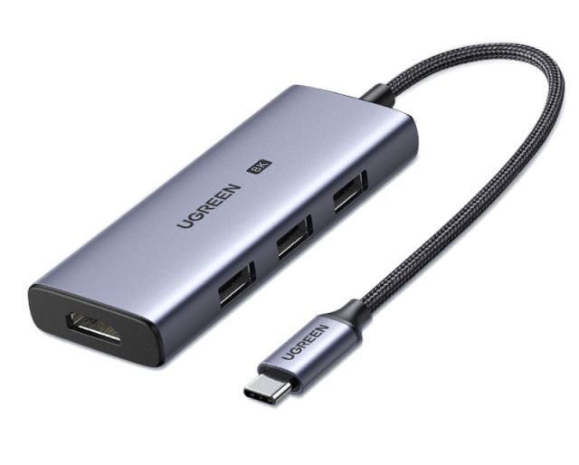 Адаптер Ugreen CM500 (50629) USB-C to 3×USB 3.0+HDMI Multifunction Adapter (8K@30Hz) серый