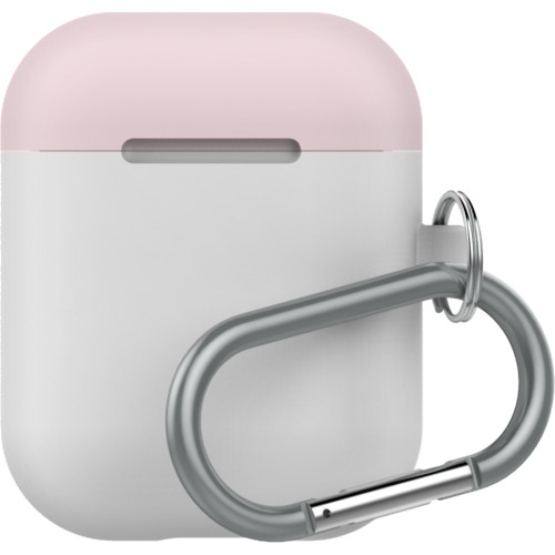 Чехол LAB.C Silicone Capsule 2in1 для Airpods белый (розовая Baby Pink/коралловая Coral крышки)