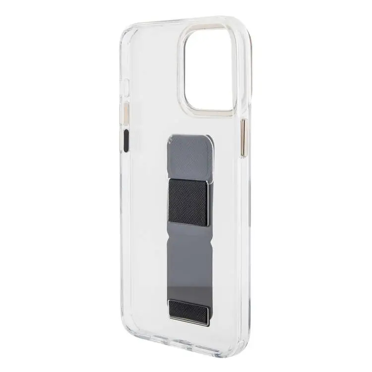 Чехол CG Mobile Guess Grip Stand Clear Case 4G Logo для iPhone 15 Pro прозрачный / чёрный