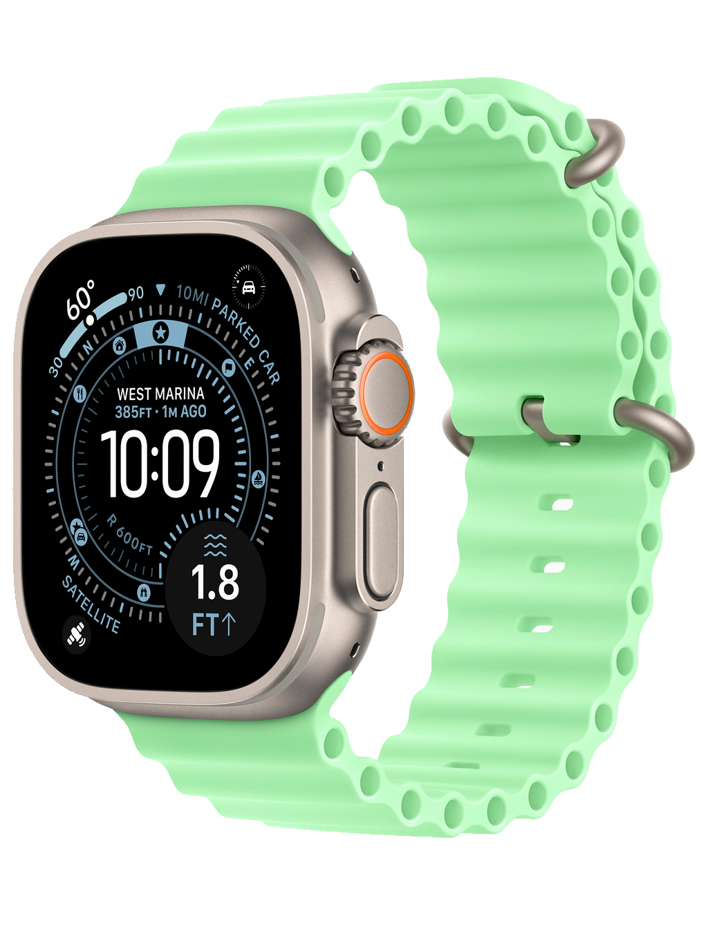 Часы Apple Watch Ultra 3 Natural 49 мм Ocean Band зеленый ремешок