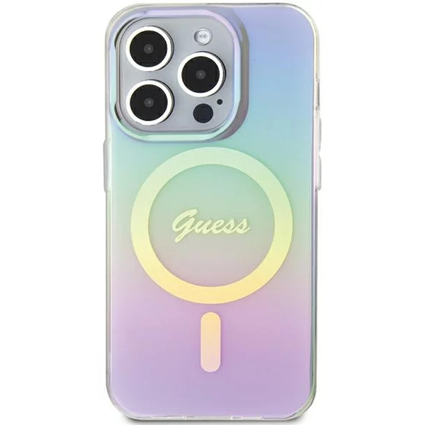 Чехол CG Mobile Guess IML Iridescent MagSafe для iPhone 15 Pro фиолетовый градиент