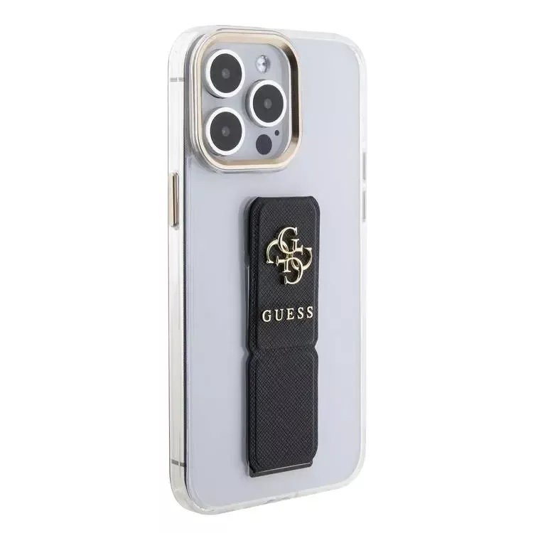 Чехол CG Mobile Guess Grip Stand Clear Case 4G Logo для iPhone 15 Pro Max прозрачный / чёрный