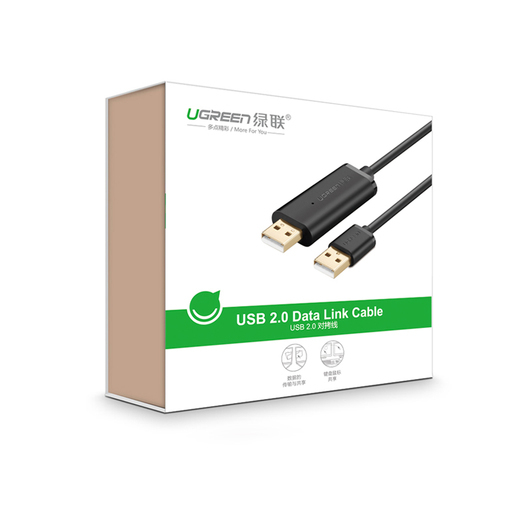 Кабель UGREEN US166 (20233) USB 2.0 Data Link Cable (2 метра) чёрный
