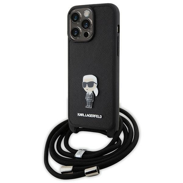 Чехол CG Mobile Lagerfeld Crossbody Saffiano для iPhone 15 Pro Max чёрный