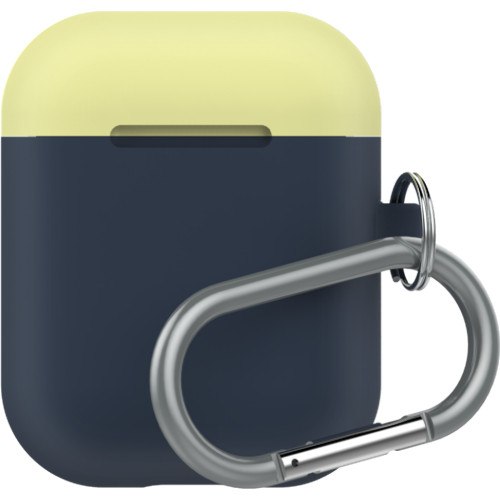 Чехол LAB.C Silicone Capsule 2in1 для Airpods тёмно-синий Navy (коралловая Coral/лимонная Lemon крышки)
