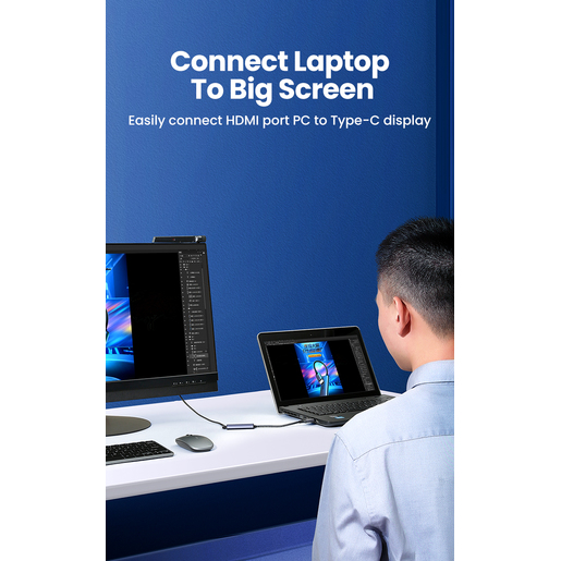 Конвертер Ugreen CM323 (70693) HDMI to USB-C Converter серый