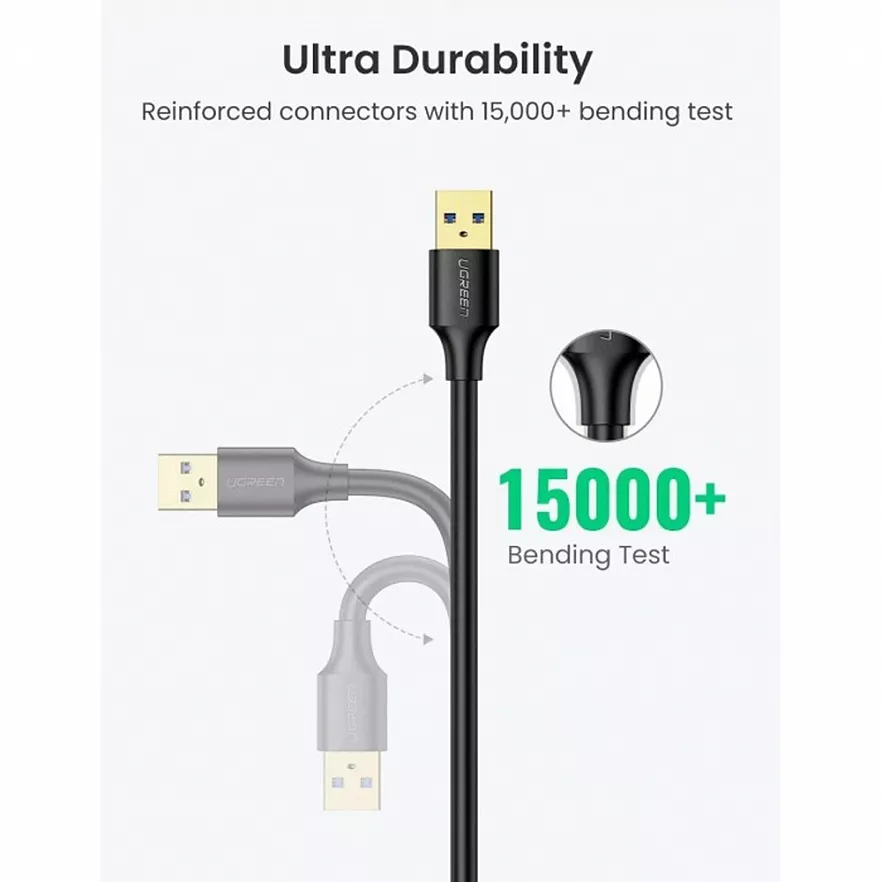 Кабель Ugreen US129 USB-A (male) - USB-A (female) (1,5 метра) чёрный (30126)