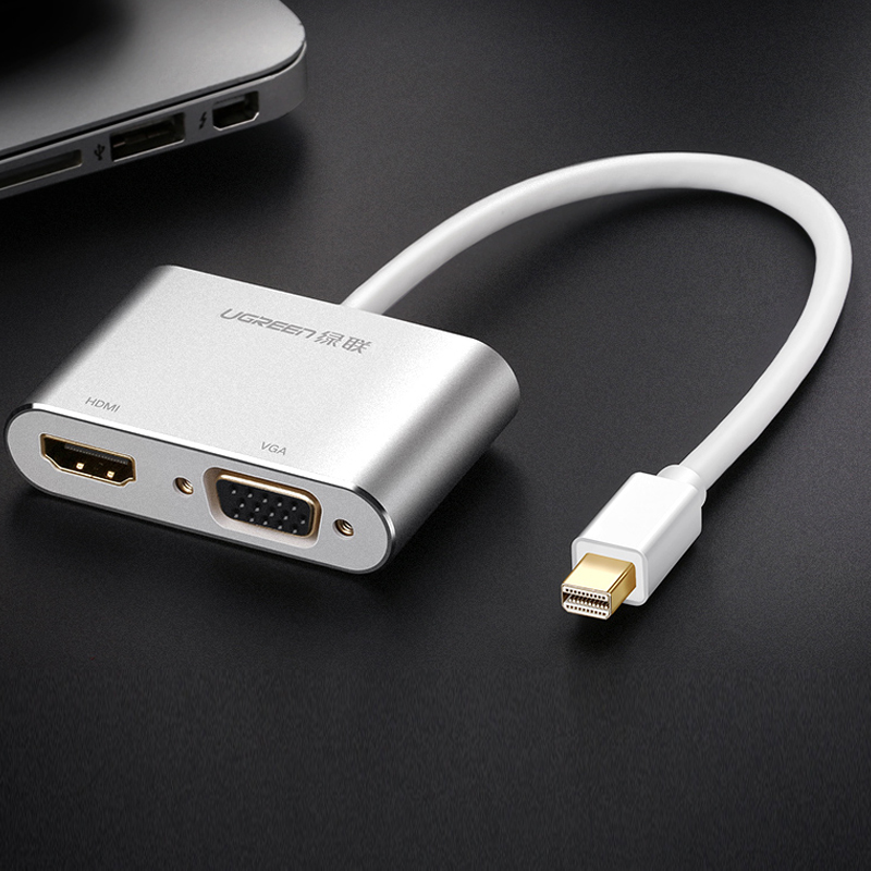 Переходник Ugreen MD115 Mini DisplayPort - HDMI to VGA Converter (4K) серебристый