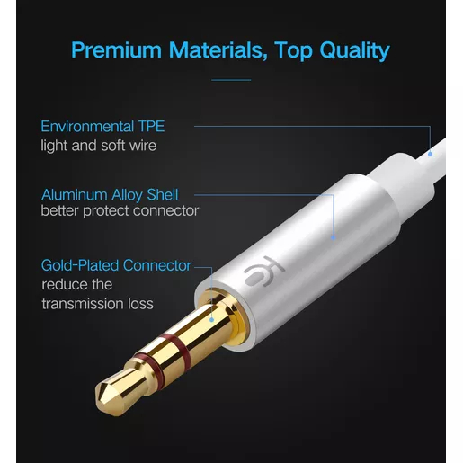 Кабель Ugreen AV140 Dual 3.5 mm Male to 3.5 mm Female Audio Cable (0,2 метра) белый (20897)