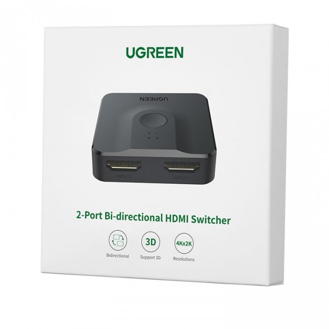 Разветвитель Ugreen CM217 (50966) 2 In 1 Out HDMI Switcher 4K@60Hz чёрный