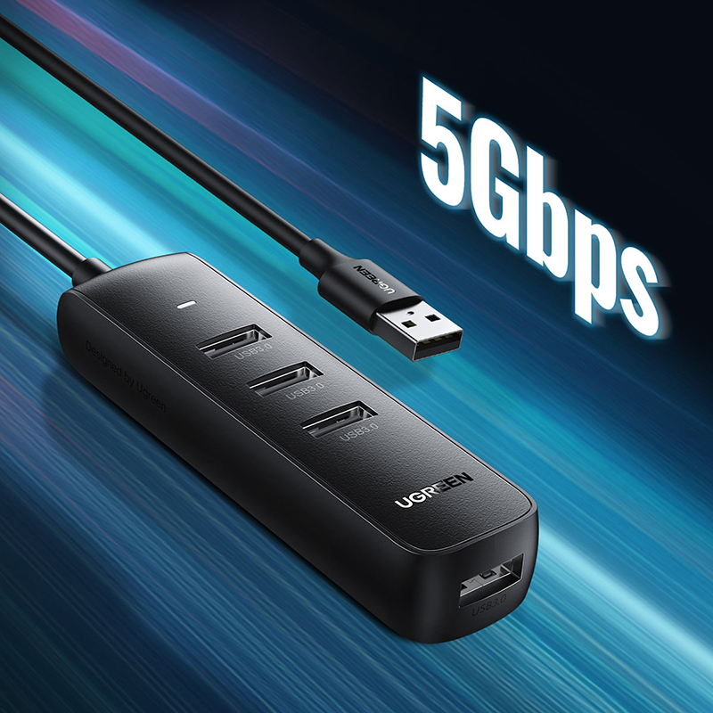 Хаб UGREEN CM416 (80657) USB 3.0 4-Port Hub (1 метр) чёрный