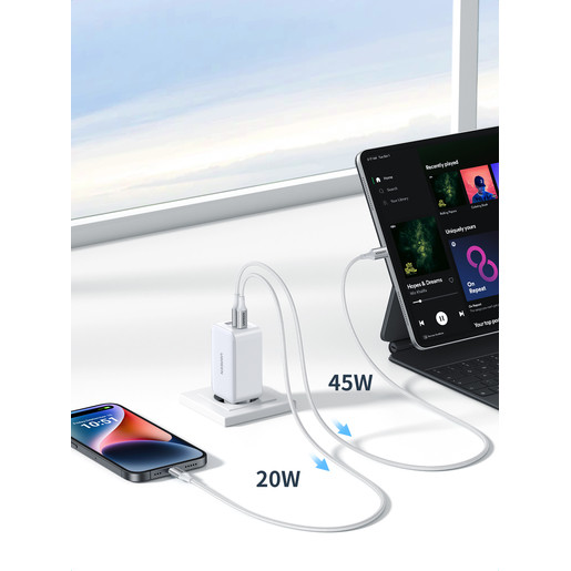 Сетевое зарядное устройство UGREEN CD244 (15334) Nexode USB-A+2*USB-C 65W GaN Tech Fast Charger EU белое