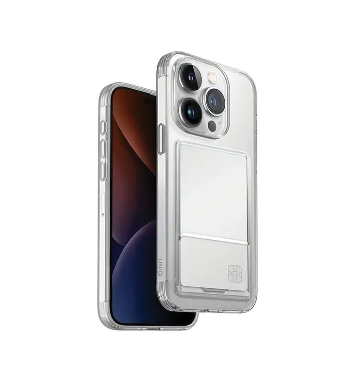 Чехол Uniq для iPhone 15 Pro Max Air Fender ID (с отсеком для карт) прозрачный
