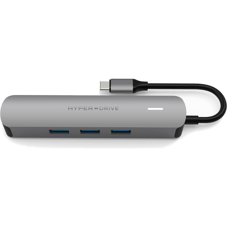Адаптер HyperDrive TUBE 6-in-1 USB-C Hub серый космос (HD233B-GREY)