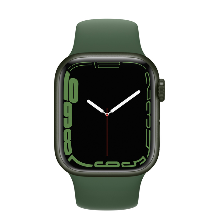 Умные часы Apple Watch Series 7 41 мм, алюминий зелёный, спортивный ремешок «Зелёный клевер»