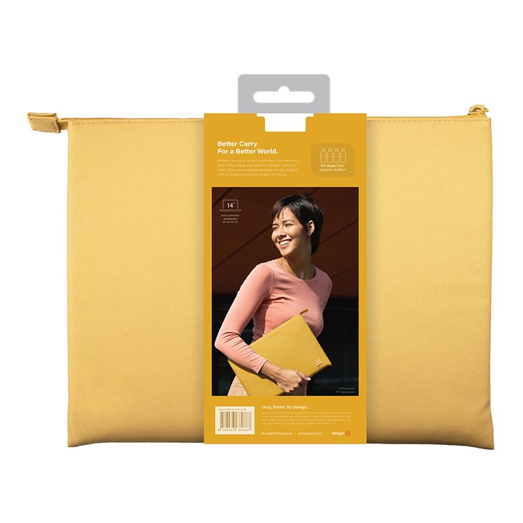 Чехол Uniq LYON RPET fabric Laptop sleeve (snug-fit) для ноутбуков 14" Canary Yellow