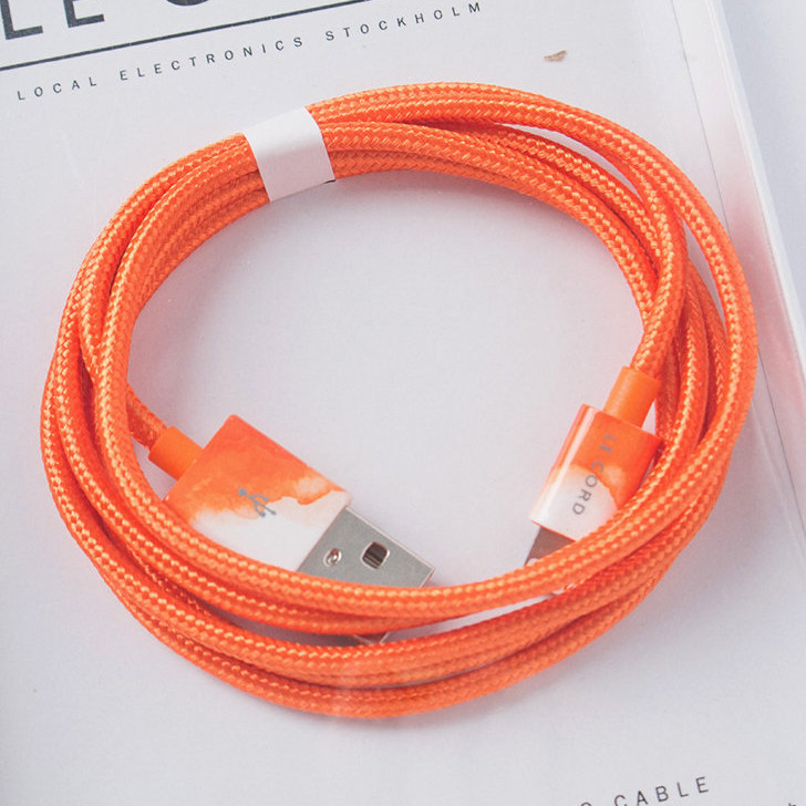 Кабель Le Cord Nylon Lightning MFI (1.2 метра) Aquarells Orange (Оранжевый)