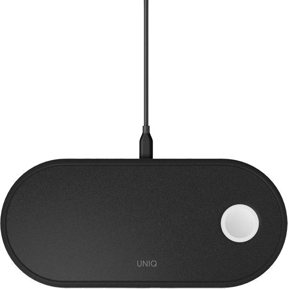 Беспроводное зарядное устройство Uniq Aereo 3-in-1 Fast Wireless Charging Pad чёрное