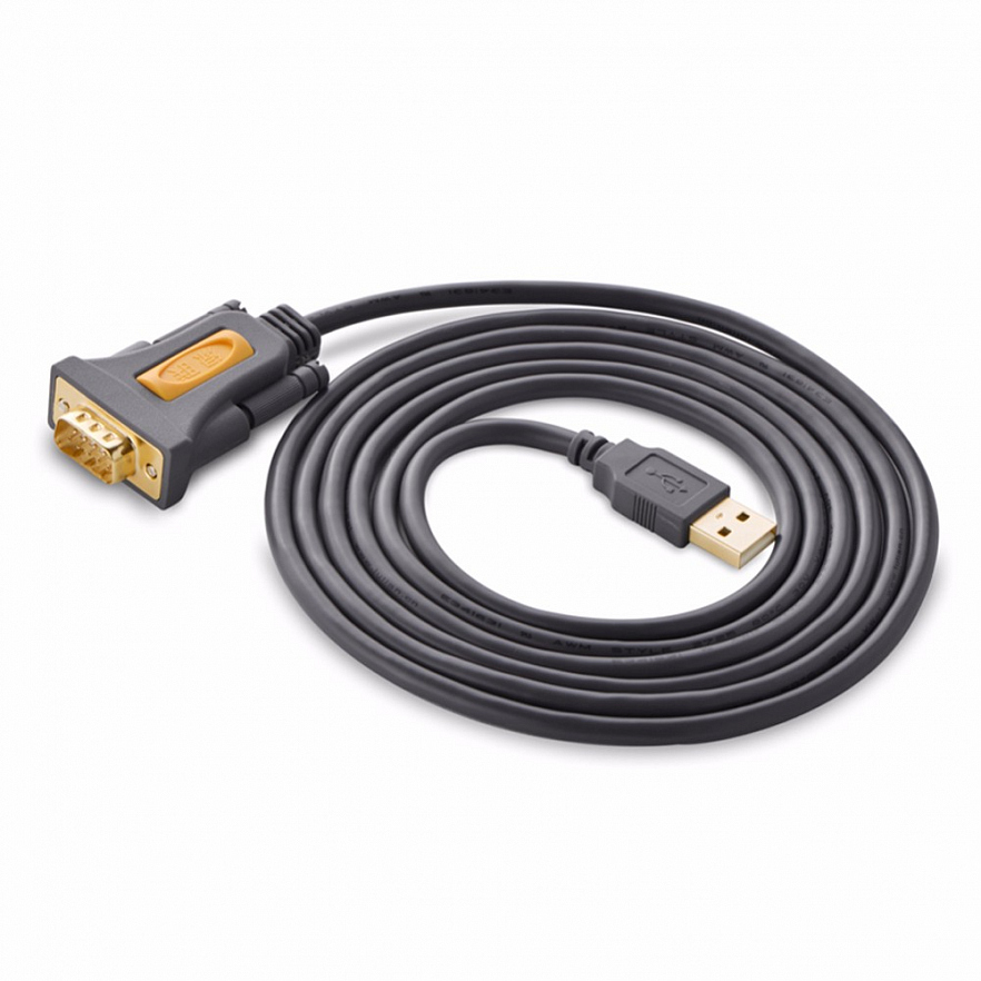 Кабель Ugreen CR104 (20222) USB to DB9 RS-232 Male Adapter Cable (2 метра) серый космос