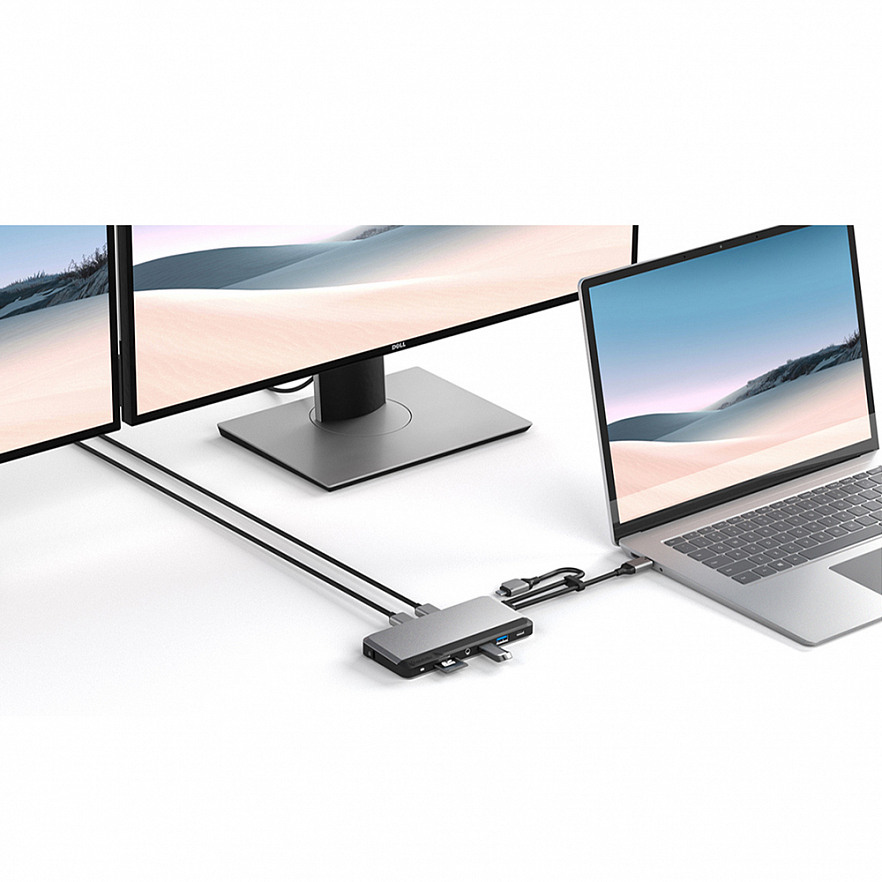 Мульти хаб ALOGIC USB-C Super Dock - 10-in-1 with Dual Display 4K 60Hz Support серый космос